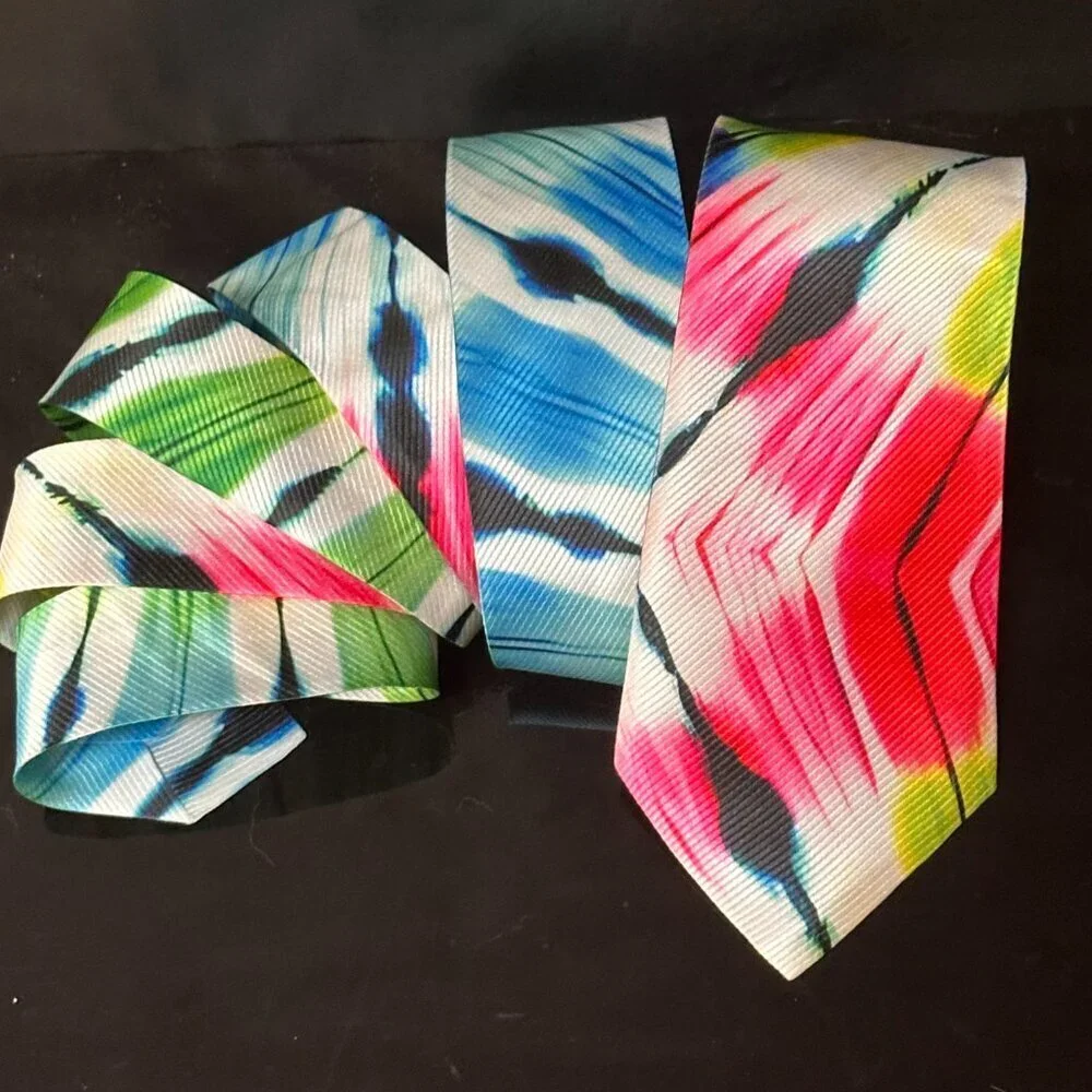Psychedelic Rainbow Menswear Necktie Tie Neckwear Tie Dye Tied Dyed Hippie Rave